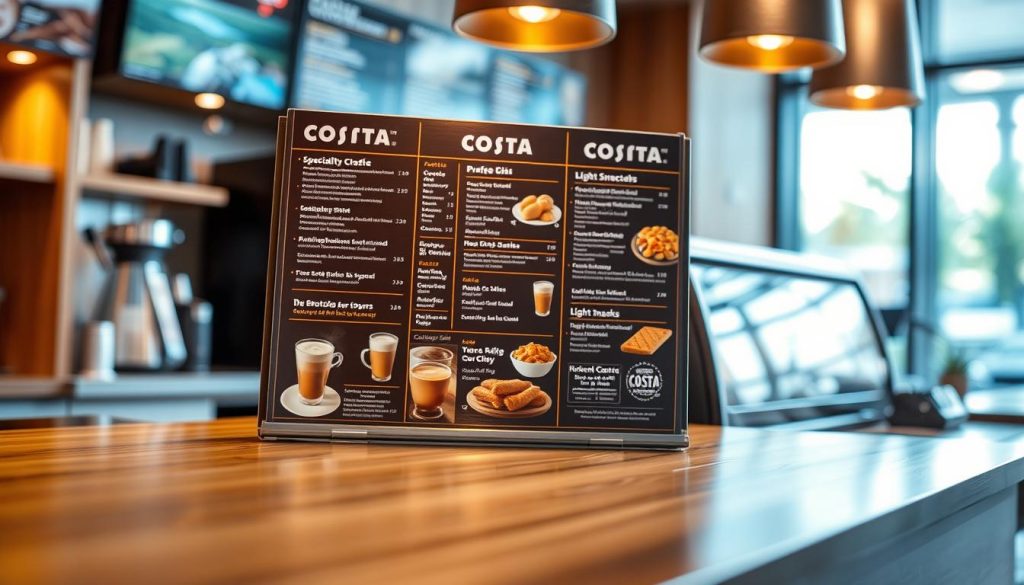 Costa Coffee menu